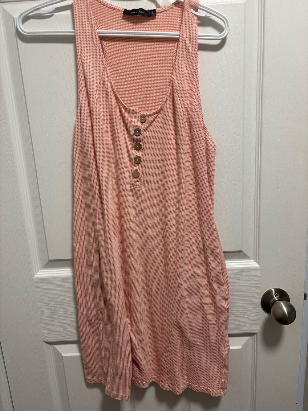 Light Pink Sleeveless Button-Front Tank dress by Doe & Rae